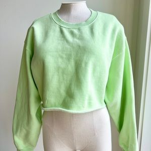 Aritzia/TNA New unused green Cozy Fleece Boyfriend Cropped Sweatshirt, size 1